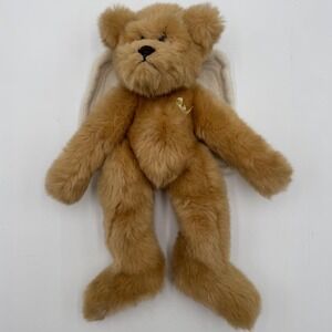 Vintage 90s Wishpets Angelica Angel Teddy Bear Plush Brown Stuffed Animals Wings